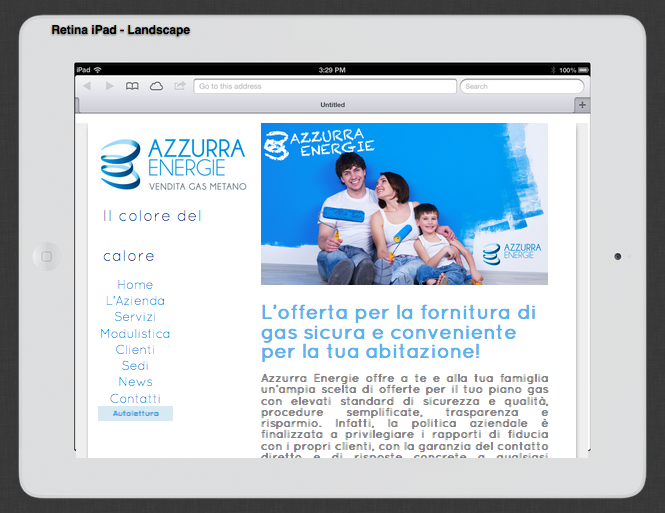 Azzurra Energie sito responsive ipad